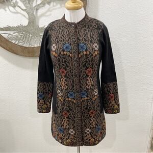 Janette's Designs Genuine Alpaca Wool Long Tunic Sweater Multicolor Floral Small